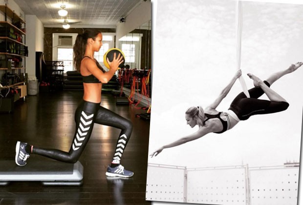 Lais Ribeiro e Candice Swanepoel treinando para o Victoria's Secret Fashion Show 2015 (Foto: Reprodução/Instagram)