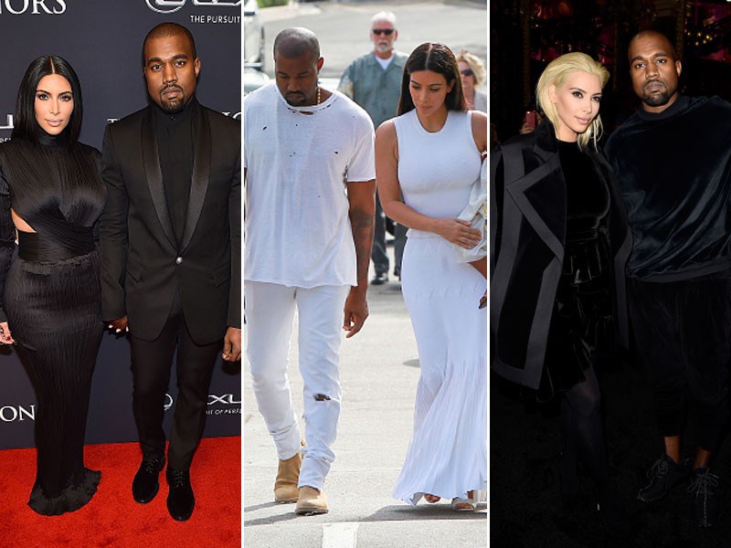 KIM KARDASHIAN E KANYE WEST TAMBÉM COMPARTILHAM DE LOOKS SEMELHANTES (Foto: Getty Images/Grosby)