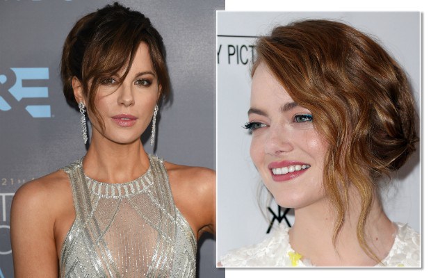 A franja também compõe um penteado despojado como os de Kate Beckinsale as Emma Stone (Foto: Jason Merritt/Frederick M. Brown/Getty Images)