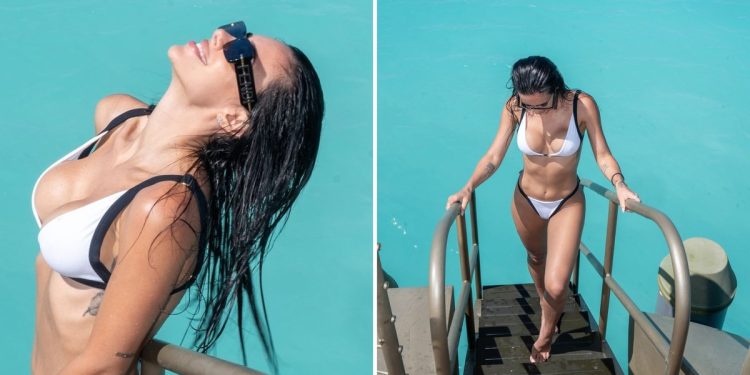 Namorada de Neymar, Bruna Biancardi posa de biquíni no Mar Vermelho: 'Esse lugar'